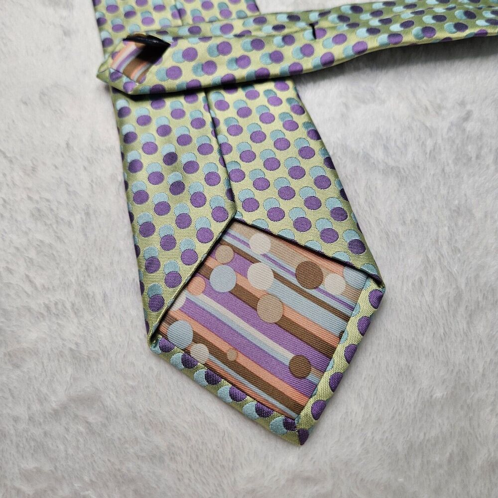 Ted Baker London Silk Ties Lot of 2 Circles Red Green Purple Retro Geometric - Picture 12 of 15